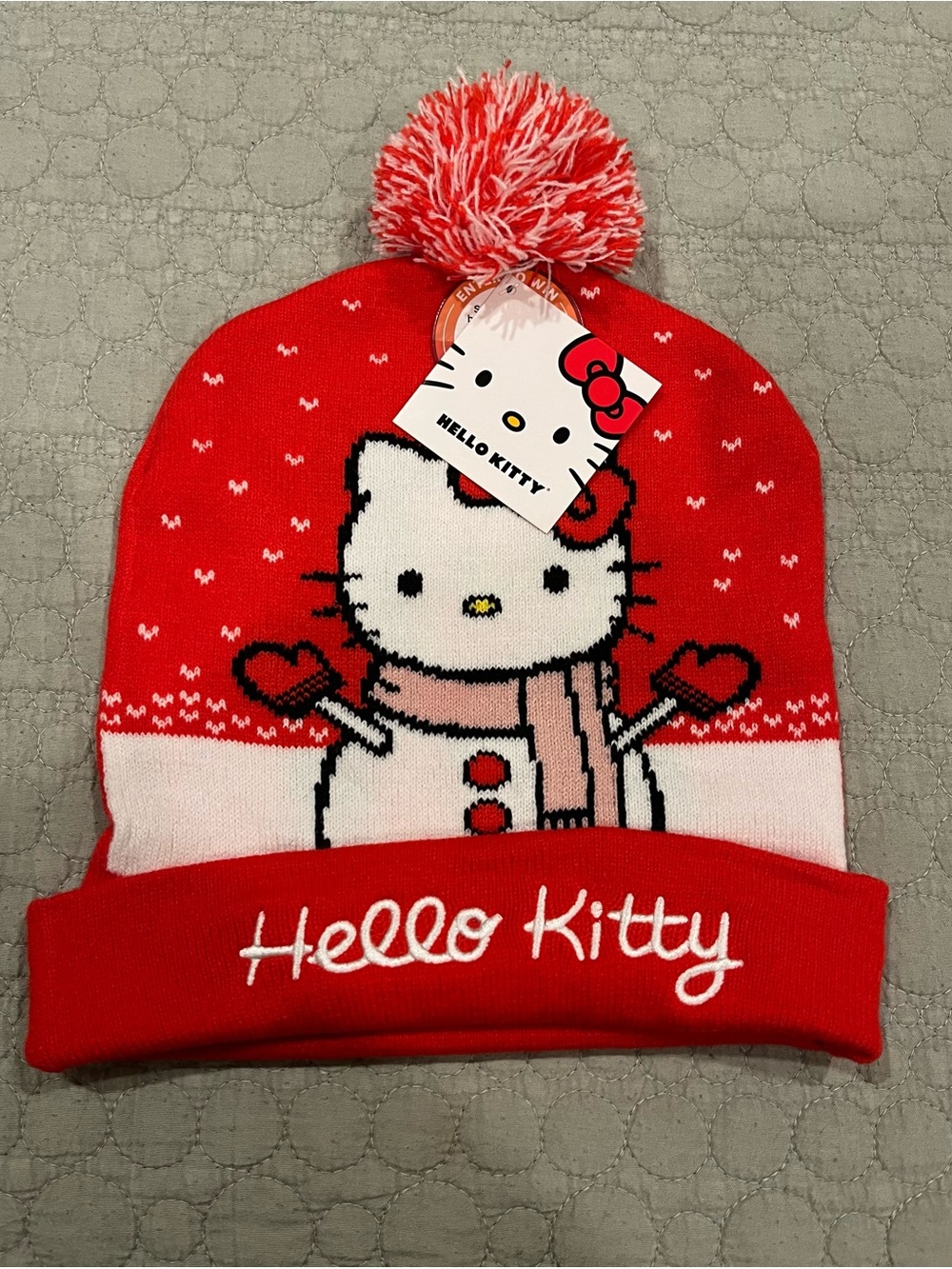 Hello Kirtty Pom Pom beanie